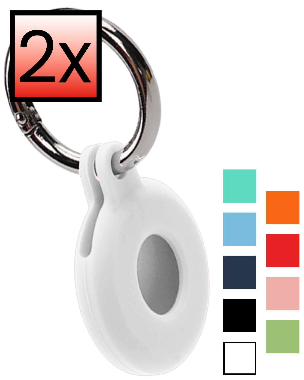 NoXx NoXx AirTag 2 Hoesje Siliconen - Wit - 2 PACK