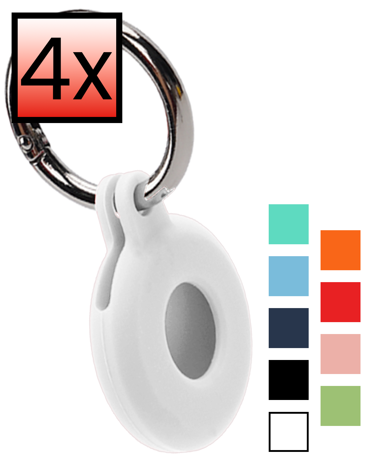 NoXx NoXx AirTag 2 Hoesje Siliconen - Wit - 4 PACK