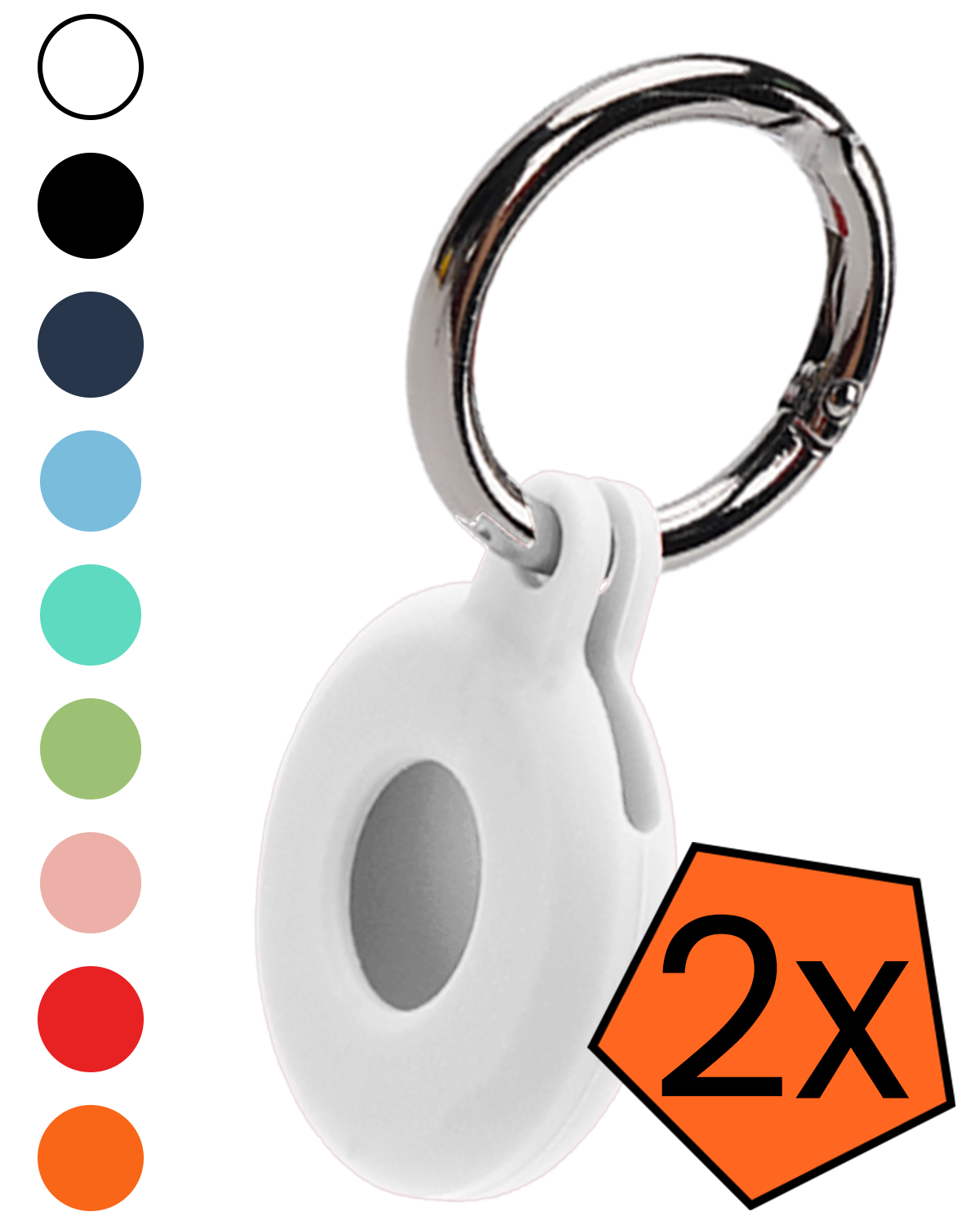 Nomfy Nomfy AirTag 2 Hoesje Siliconen - Wit - 2 PACK