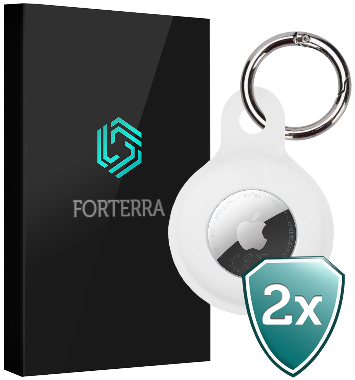 Forterra Forterra AirTag 2 Hoesje Siliconen - Wit - 2 PACK