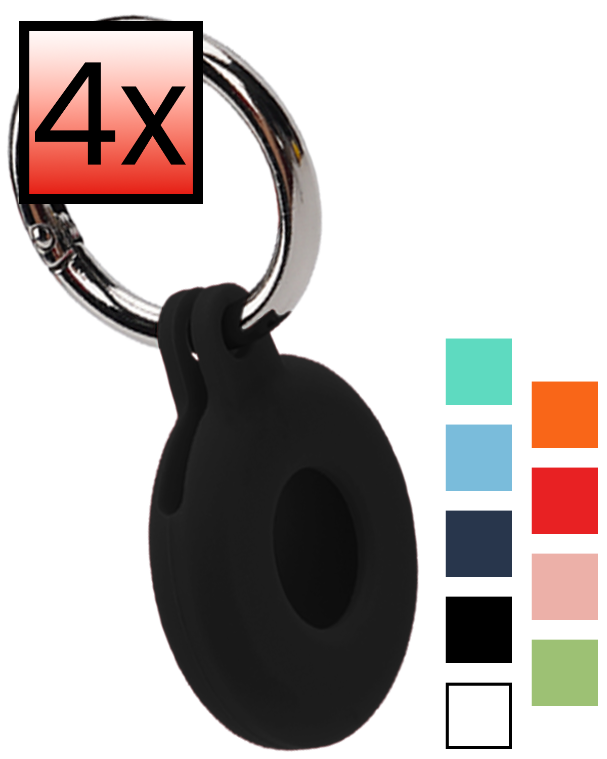 NoXx NoXx AirTag 2 Hoesje Siliconen - Zwart - 4 PACK