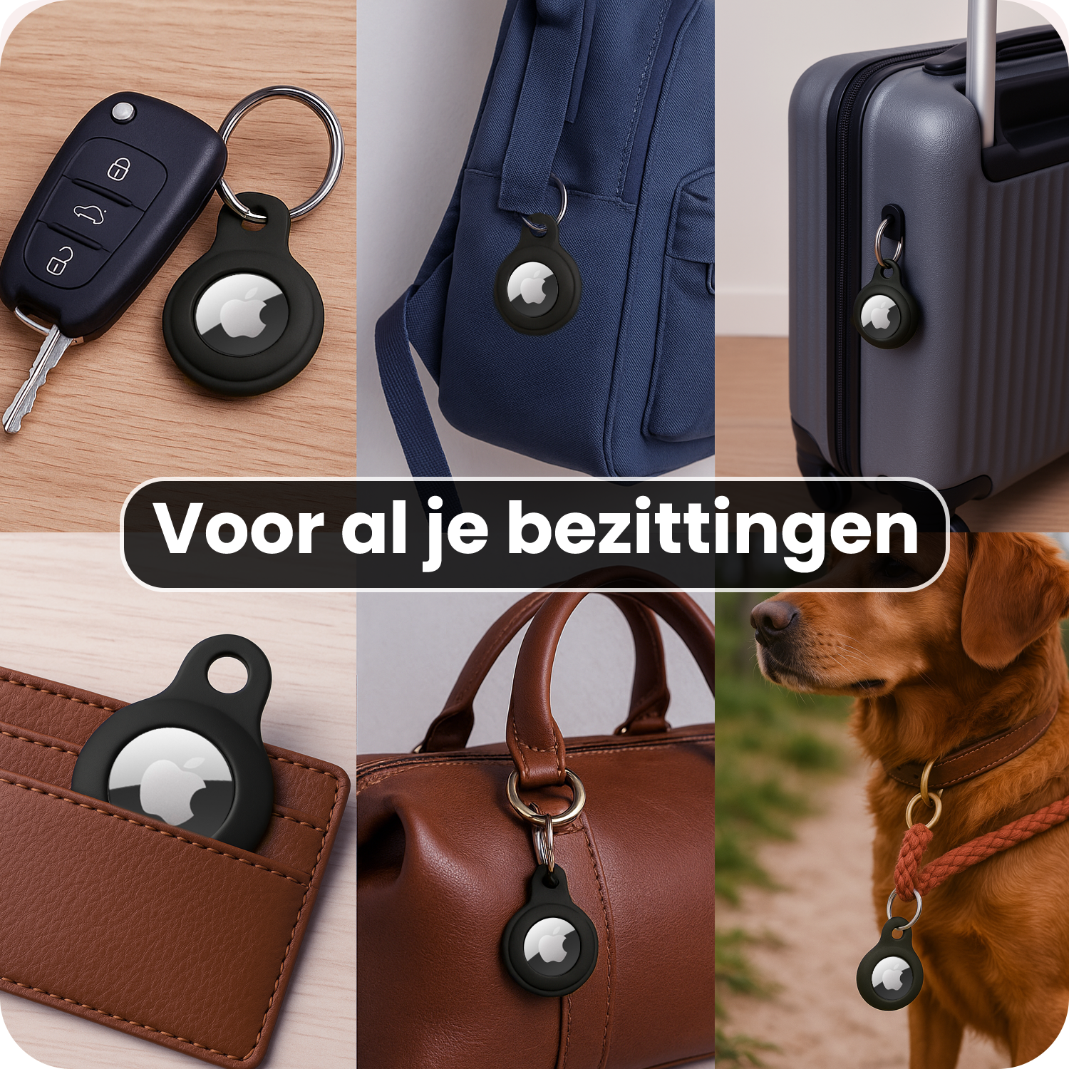 NoXx NoXx AirTag 2 Hoesje Siliconen - Zwart - 4 PACK