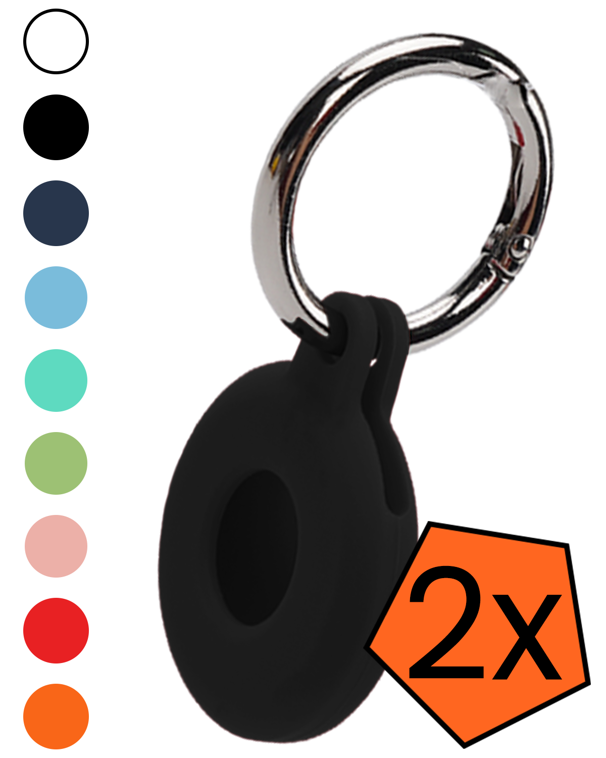 Nomfy Nomfy AirTag 2 Hoesje Siliconen - Zwart - 2 PACK