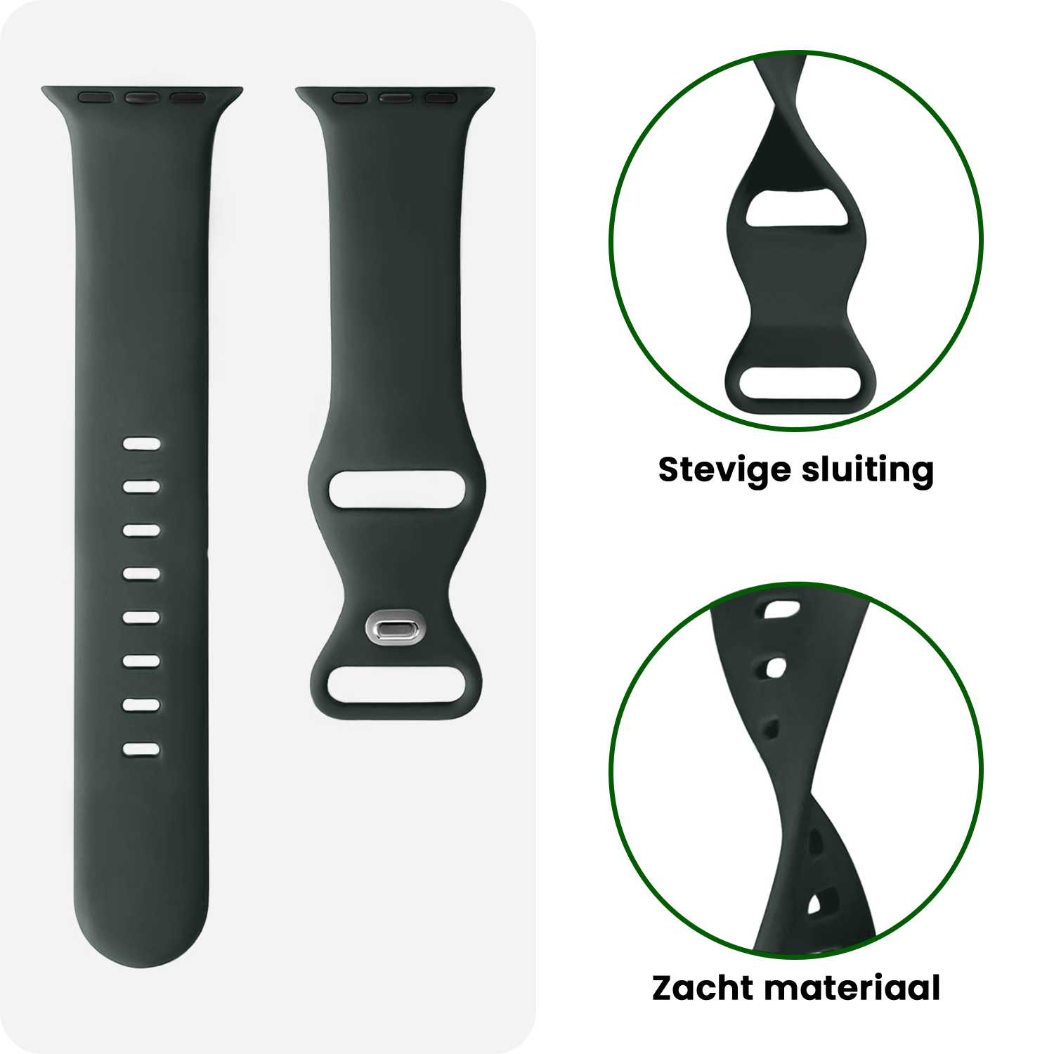 BASEY. BASEY. Apple Watch Bandje Siliconen Verstelbaar (42/44/45/46 mm) - Grijs