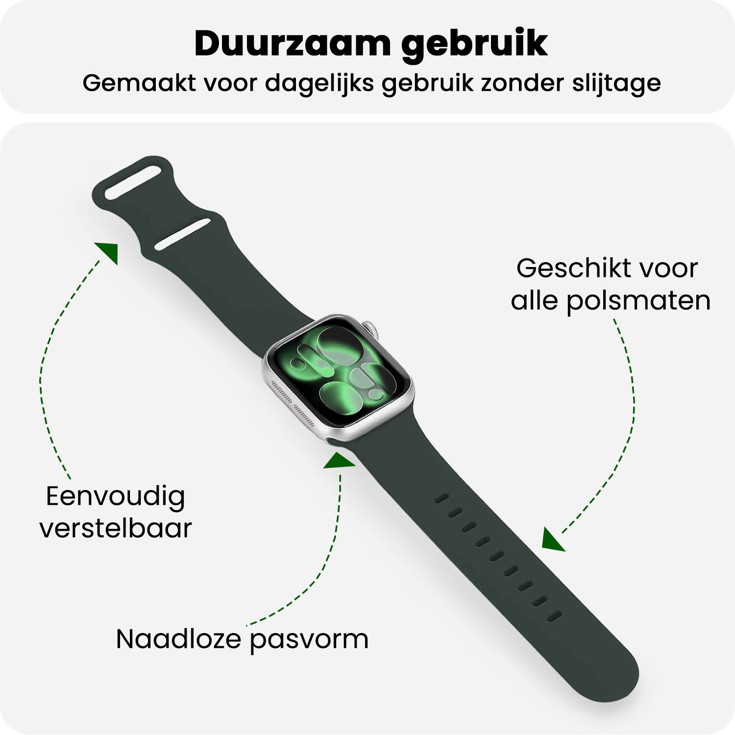 BASEY. BASEY. Apple Watch Bandje Siliconen Verstelbaar (42/44/45/46 mm) - Grijs