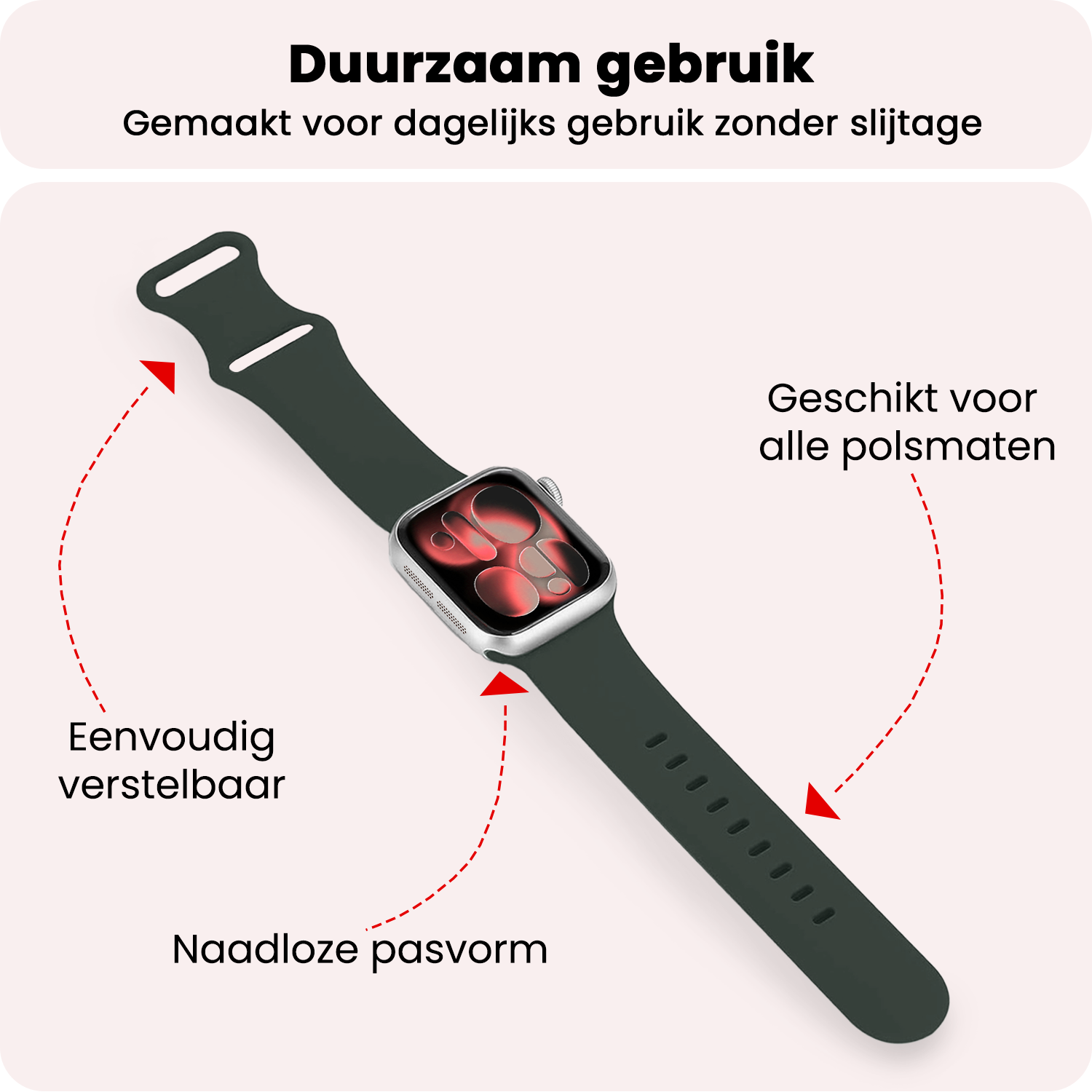 NoXx NoXx Apple Watch Bandje Siliconen Verstelbaar (42/44/45/46 mm) - Grijs