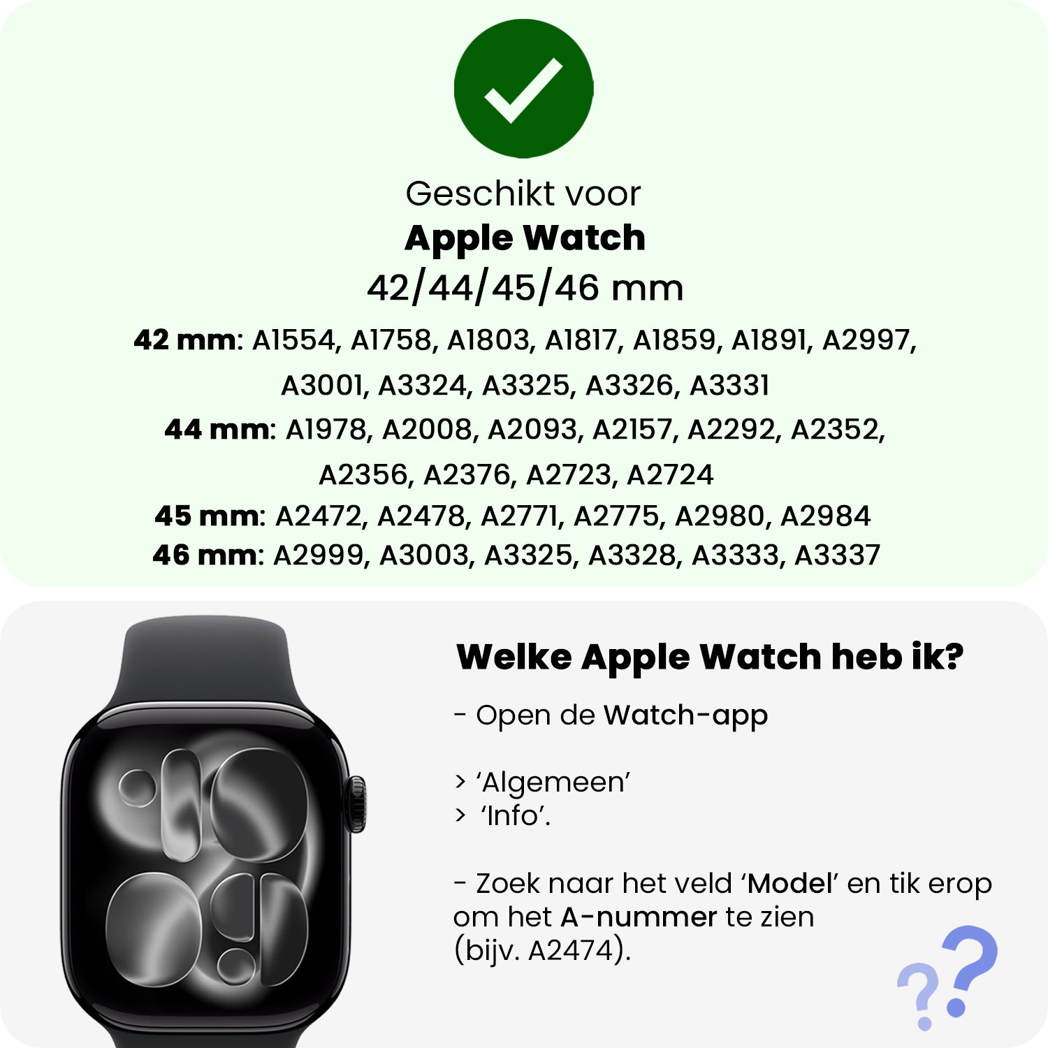 Nomfy Nomfy Apple Watch Bandje Siliconen Verstelbaar (42/44/45/46 mm) - Grijs