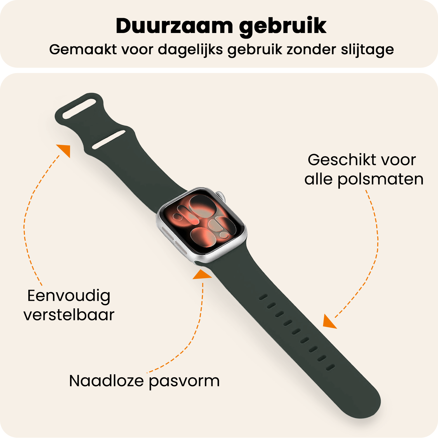 Nomfy Nomfy Apple Watch Bandje Siliconen Verstelbaar (42/44/45/46 mm) - Grijs