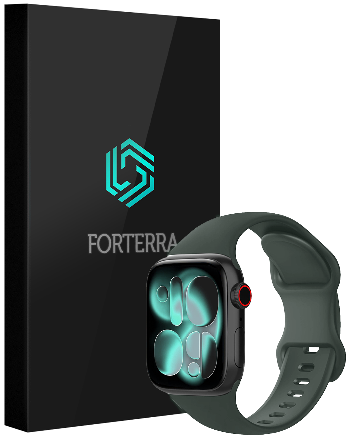 Forterra Forterra Apple Watch Bandje Siliconen Verstelbaar (42/44/45/46 mm) - Grijs