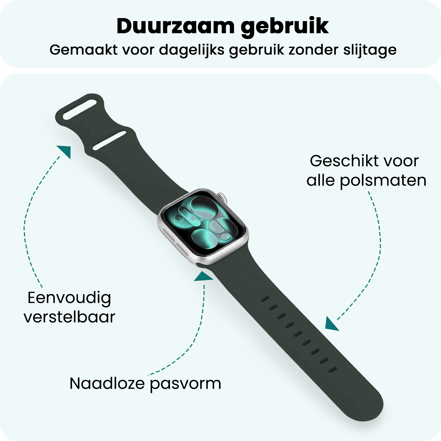 Forterra Forterra Apple Watch Bandje Siliconen Verstelbaar (42/44/45/46 mm) - Grijs