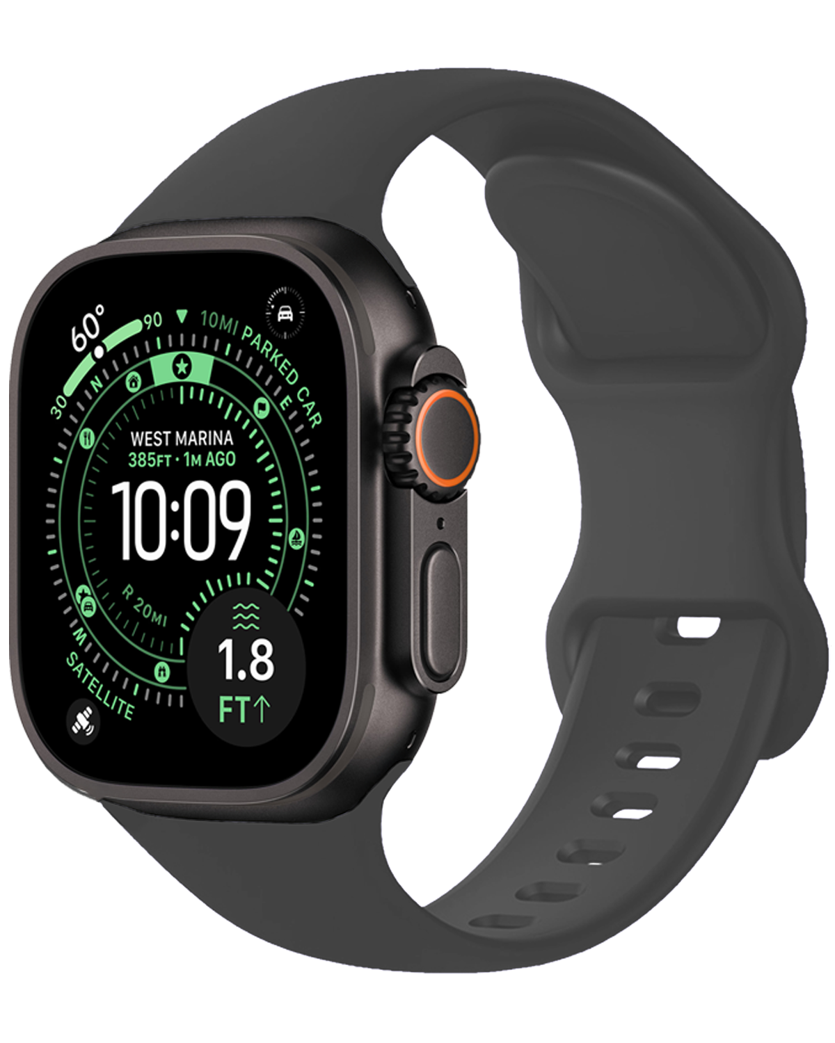 BASEY. BASEY. Apple Watch Bandje Siliconen Verstelbaar (49 mm) - Grijs