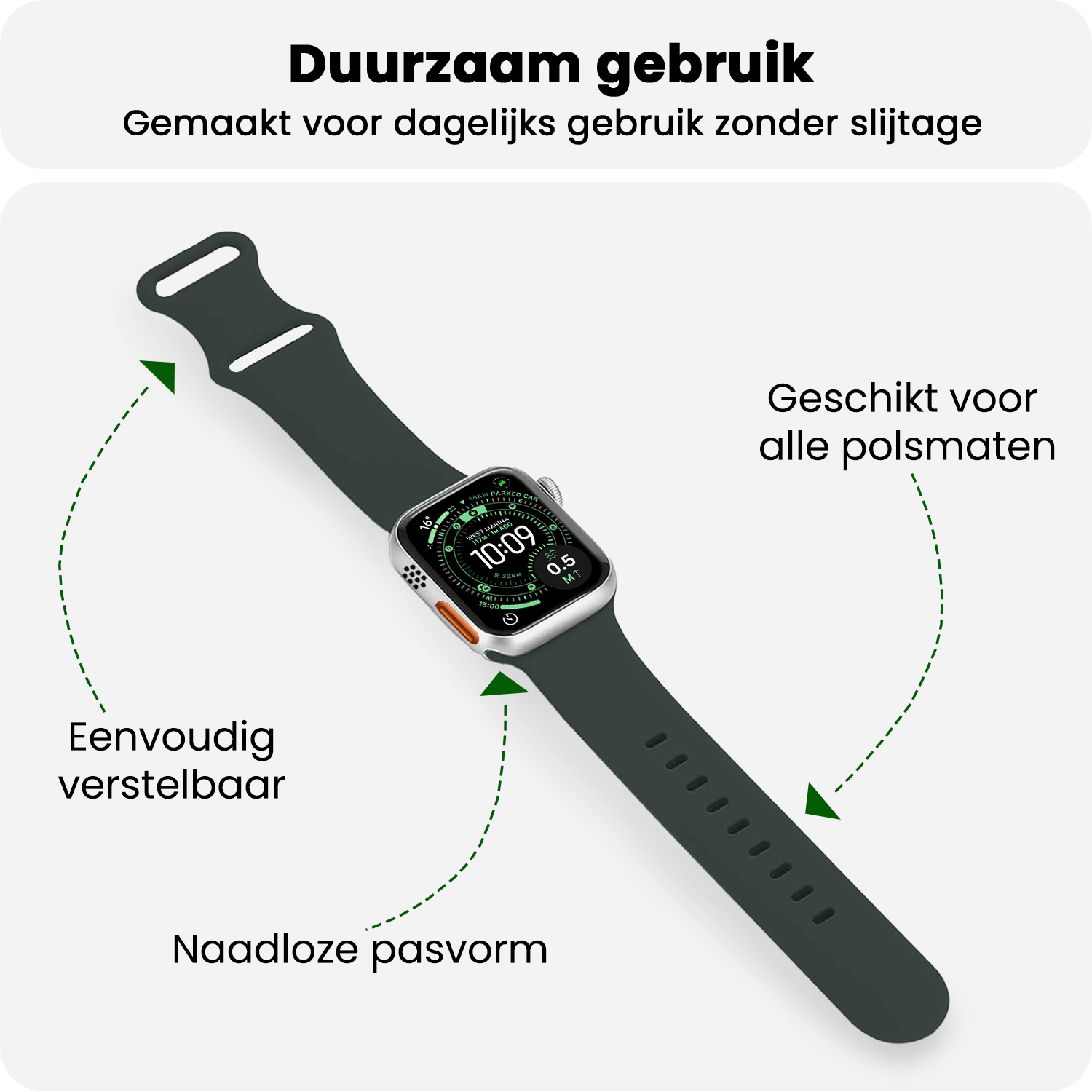 BASEY. BASEY. Apple Watch Bandje Siliconen Verstelbaar (49 mm) - Grijs