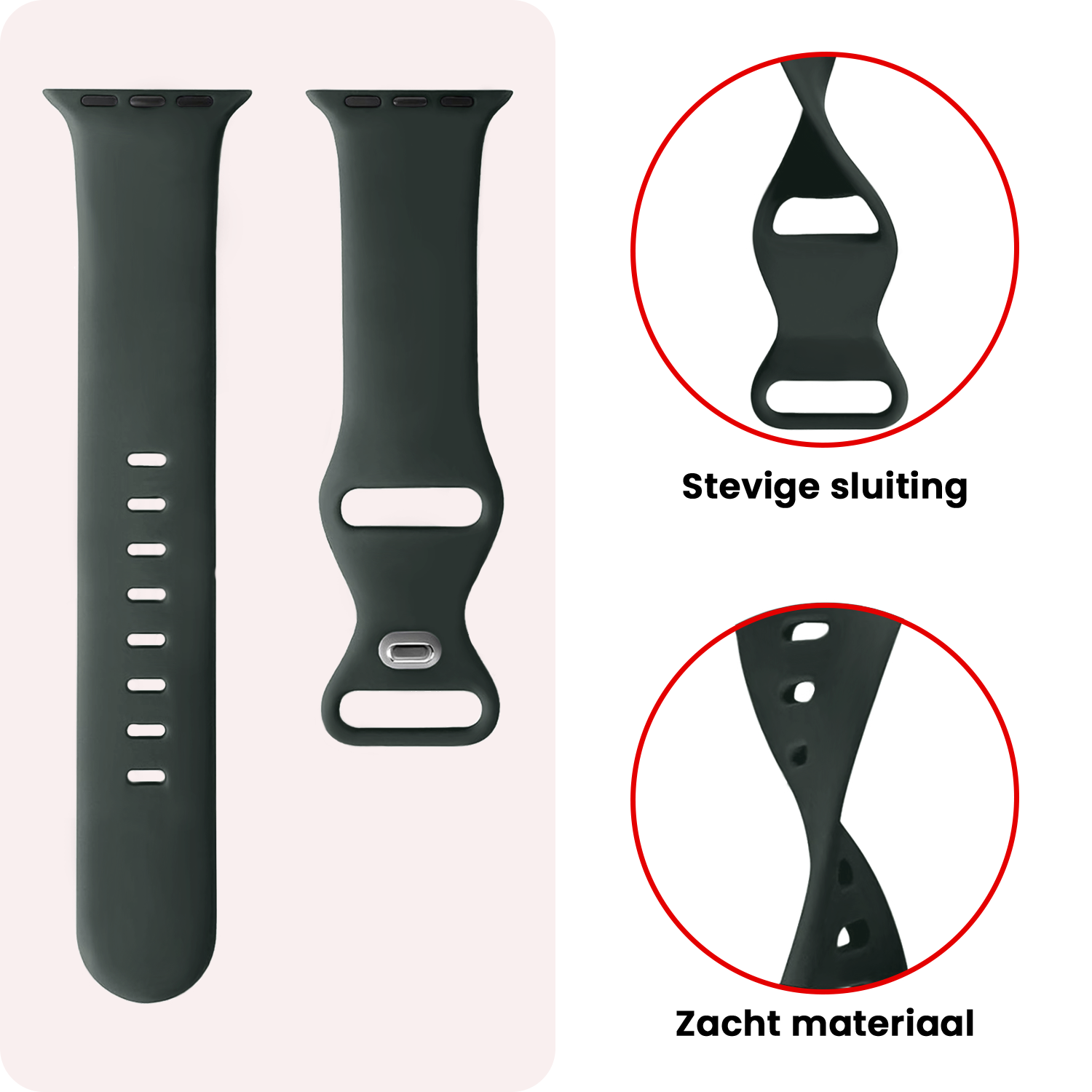 NoXx NoXx Apple Watch Bandje Siliconen Verstelbaar (49 mm) - Grijs