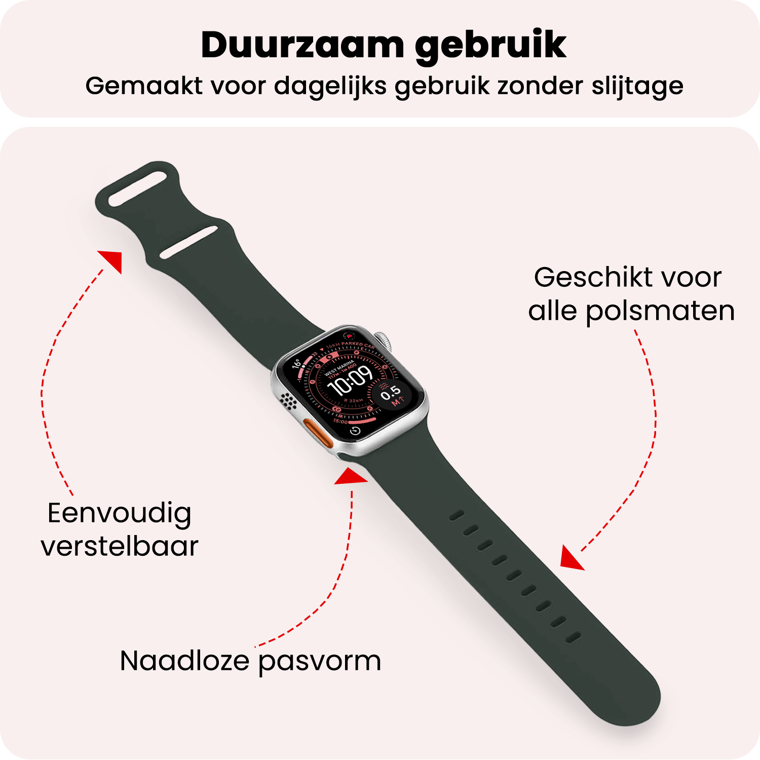 NoXx NoXx Apple Watch Bandje Siliconen Verstelbaar (49 mm) - Grijs