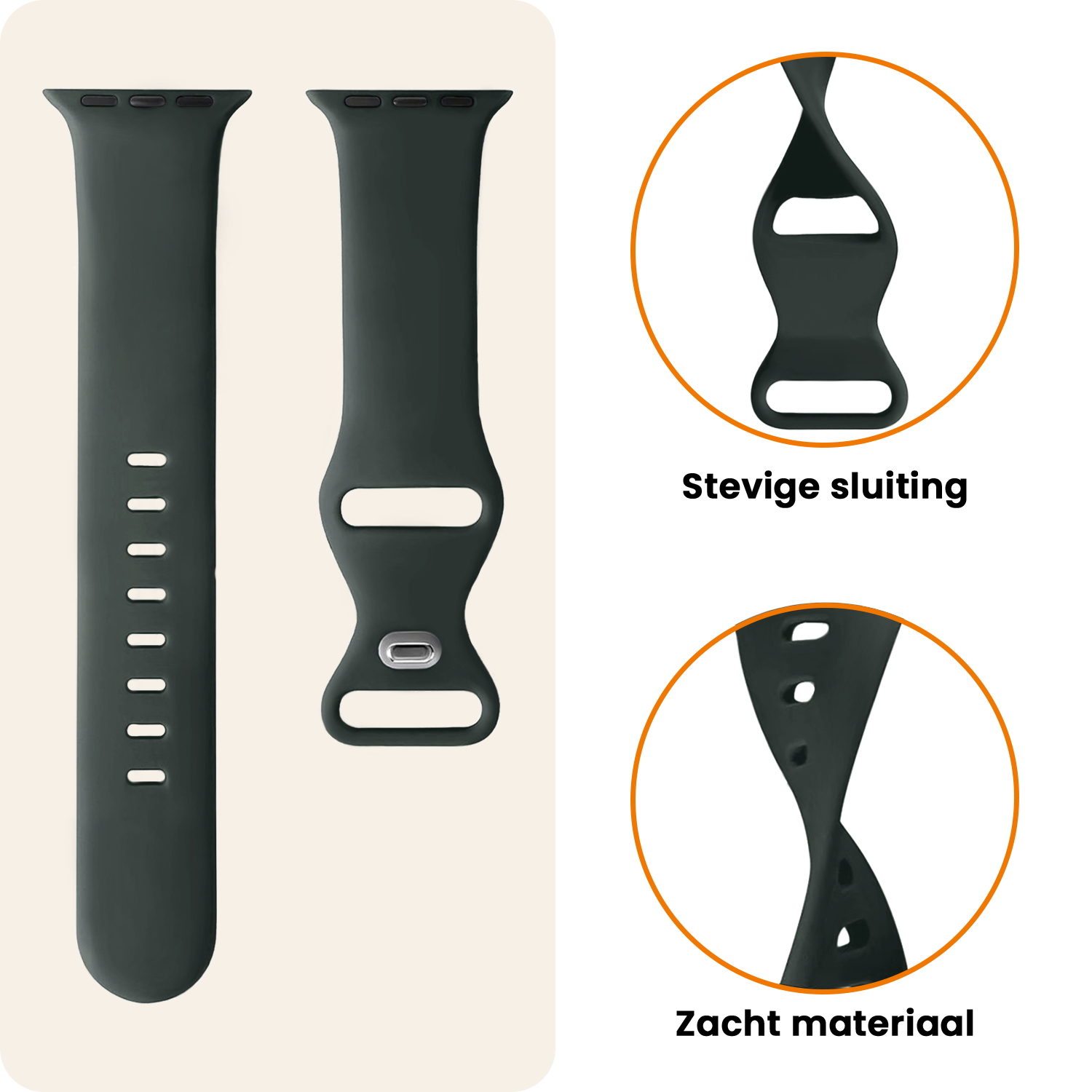 Nomfy Nomfy Apple Watch Bandje Siliconen Verstelbaar (49 mm) - Grijs