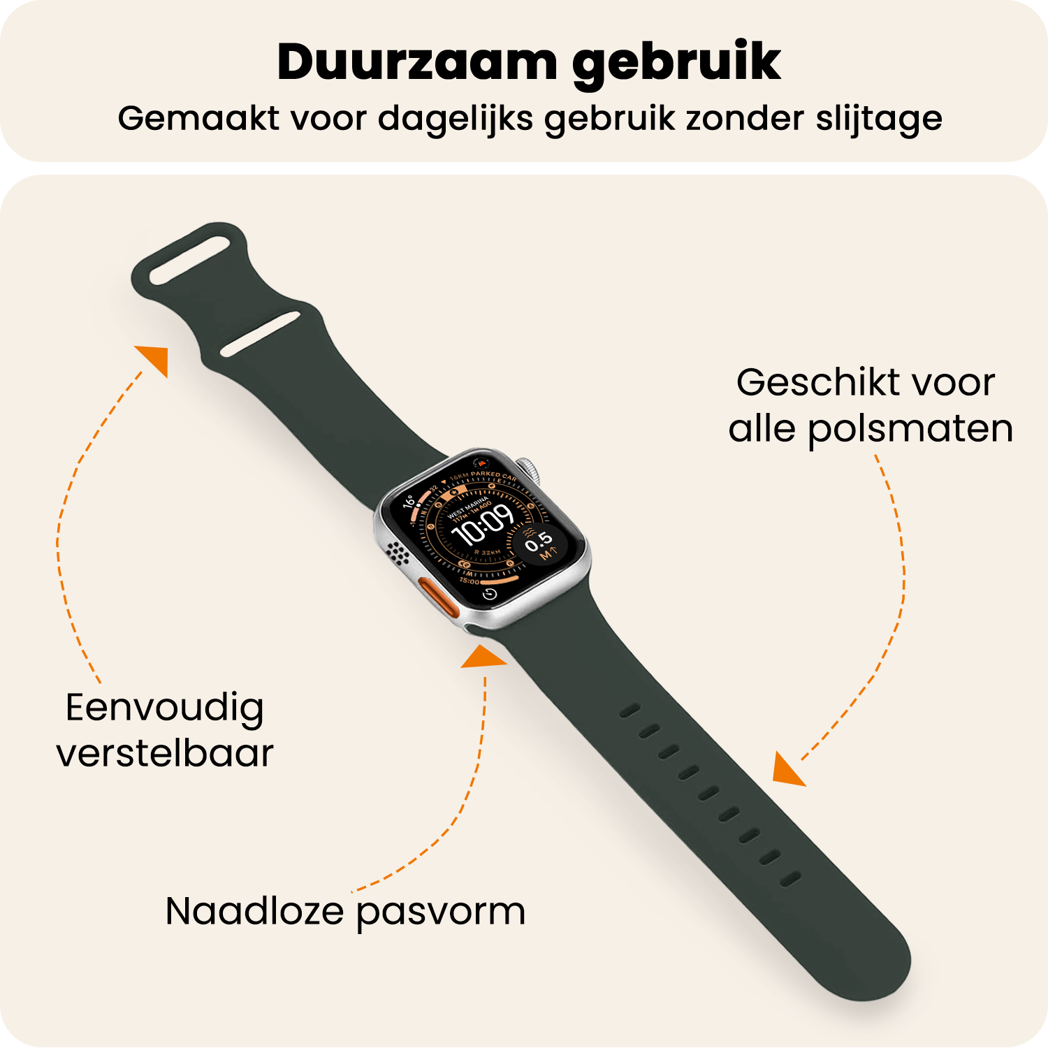 Nomfy Nomfy Apple Watch Bandje Siliconen Verstelbaar (49 mm) - Grijs