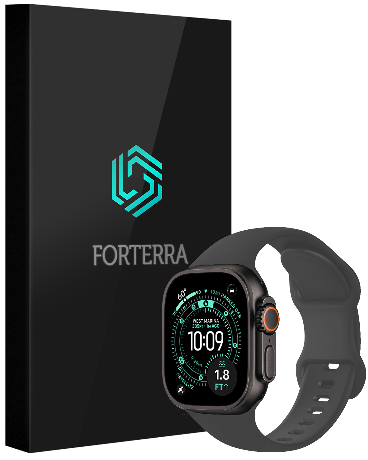 Forterra Forterra Apple Watch Bandje Siliconen Verstelbaar (49 mm) - Grijs