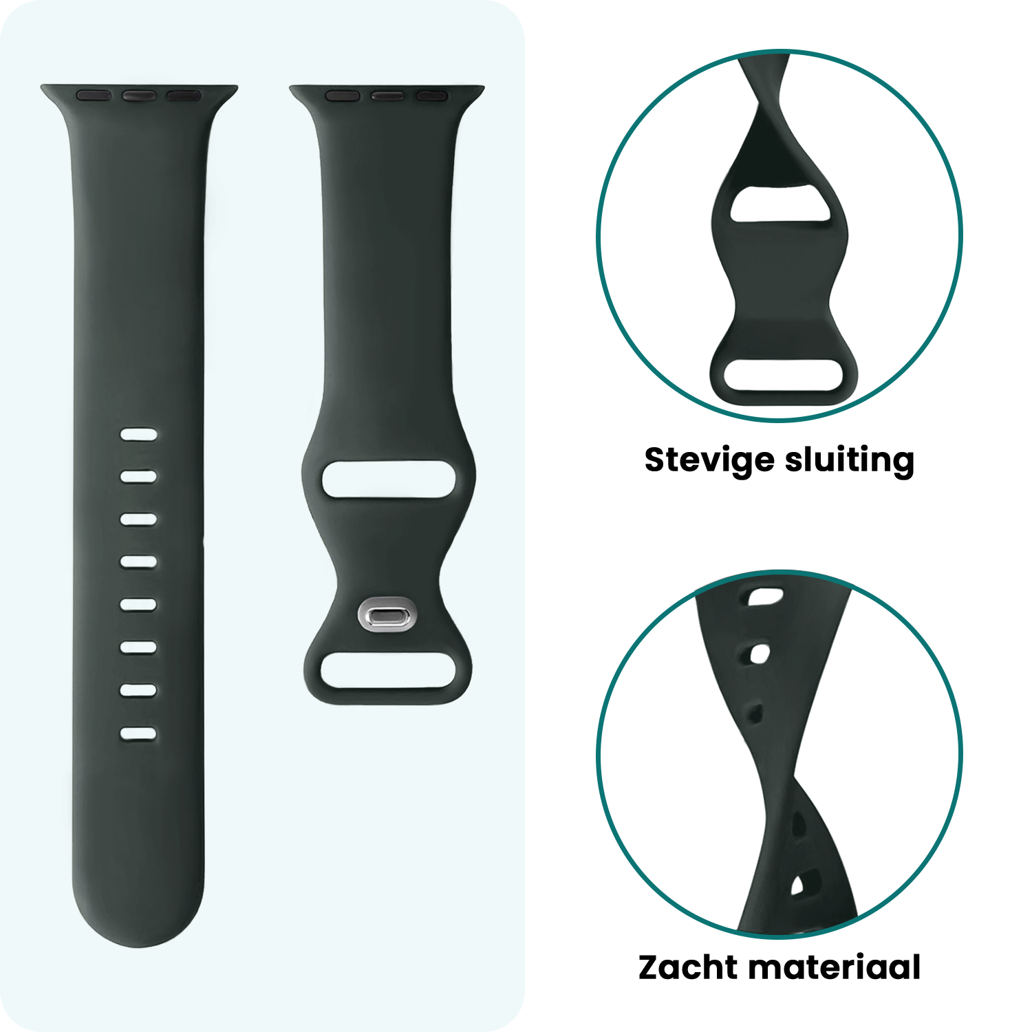 Forterra Forterra Apple Watch Bandje Siliconen Verstelbaar (49 mm) - Grijs