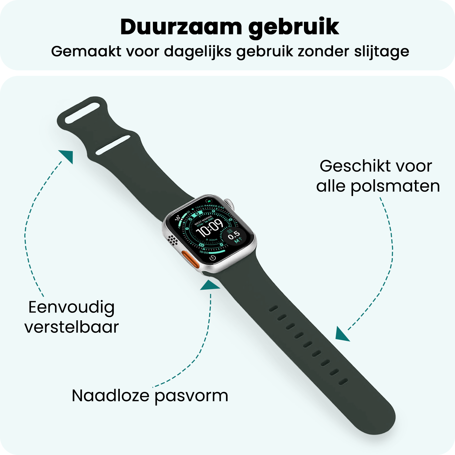 Forterra Forterra Apple Watch Bandje Siliconen Verstelbaar (49 mm) - Grijs