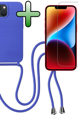 BASEY. BASEY. iPhone 13 Mini Hoesje Met Koord Met Screenprotector - Fel Blauw