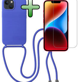 BASEY. BASEY. iPhone 13 Mini Hoesje Met Koord Met Screenprotector - Fel Blauw