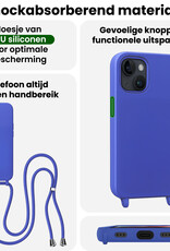 BASEY. BASEY. iPhone 13 Mini Hoesje Met Koord Met Screenprotector - Fel Blauw