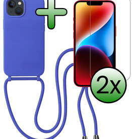 BASEY. BASEY. iPhone 13 Mini Hoesje Met Koord Met 2x Screenprotector - Fel Blauw
