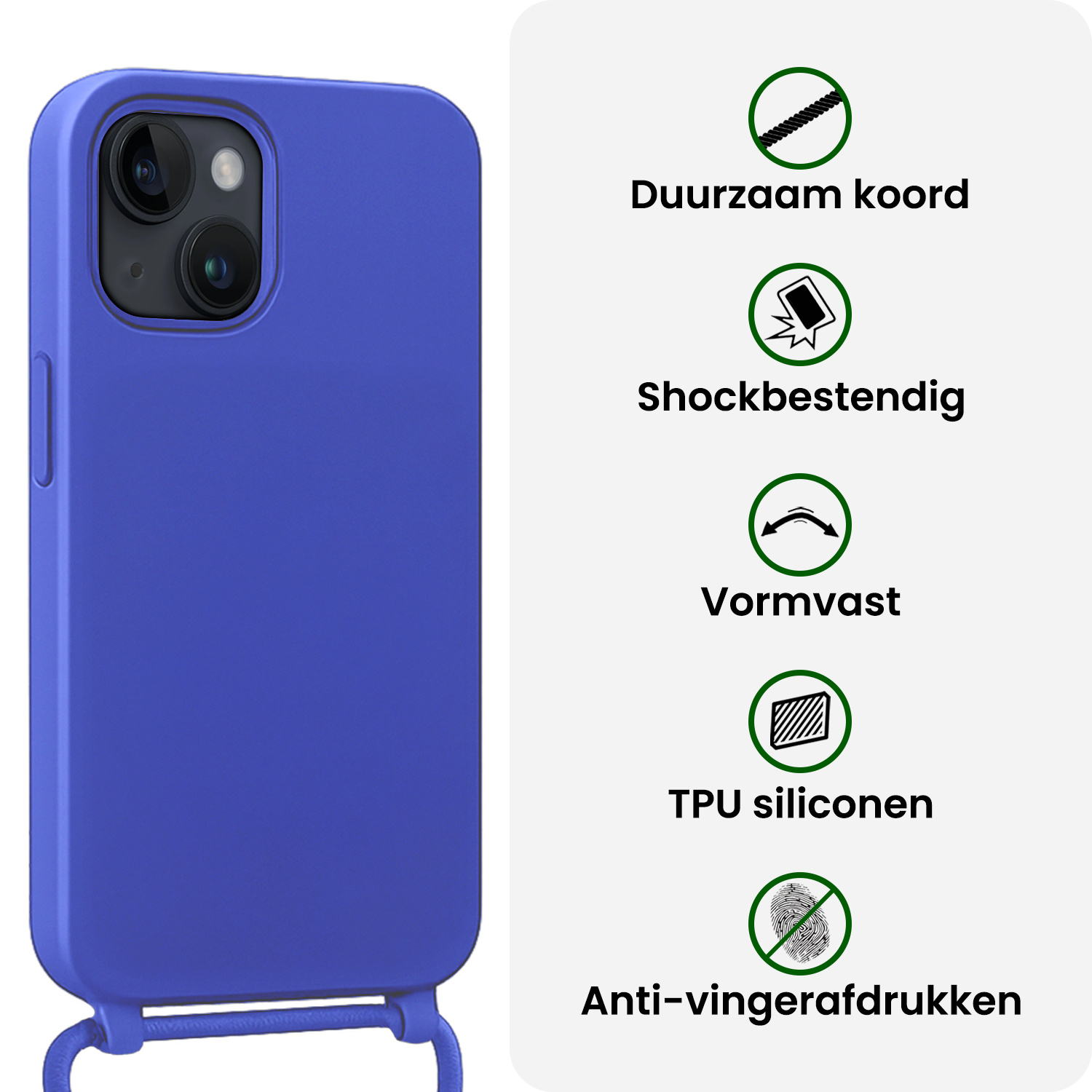BASEY. BASEY. iPhone 13 Mini Hoesje Met Koord Met 2x Screenprotector - Fel Blauw