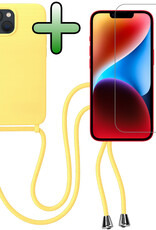 BASEY. BASEY. iPhone 13 Mini Hoesje Met Koord Met Screenprotector - Geel