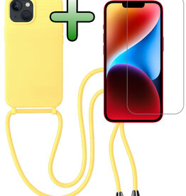 BASEY. BASEY. iPhone 13 Mini Hoesje Met Koord Met Screenprotector - Geel