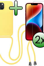 BASEY. BASEY. iPhone 13 Mini Hoesje Met Koord Met 2x Screenprotector - Geel