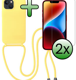 BASEY. BASEY. iPhone 13 Mini Hoesje Met Koord Met 2x Screenprotector - Geel