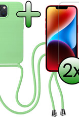 BASEY. BASEY. iPhone 13 Mini Hoesje Met Koord Met 2x Screenprotector - Groen