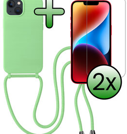 BASEY. BASEY. iPhone 13 Mini Hoesje Met Koord Met 2x Screenprotector - Groen