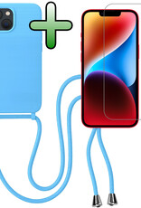 BASEY. BASEY. iPhone 13 Mini Hoesje Met Koord Met Screenprotector - Lichtblauw