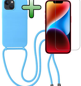 BASEY. BASEY. iPhone 13 Mini Hoesje Met Koord Met Screenprotector - Lichtblauw