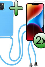 BASEY. BASEY. iPhone 13 Mini Hoesje Met Koord Met 2x Screenprotector - Lichtblauw