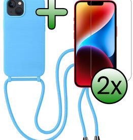 BASEY. BASEY. iPhone 13 Mini Hoesje Met Koord Met 2x Screenprotector - Lichtblauw