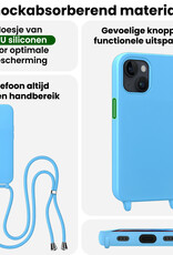 BASEY. BASEY. iPhone 13 Mini Hoesje Met Koord Met 2x Screenprotector - Lichtblauw