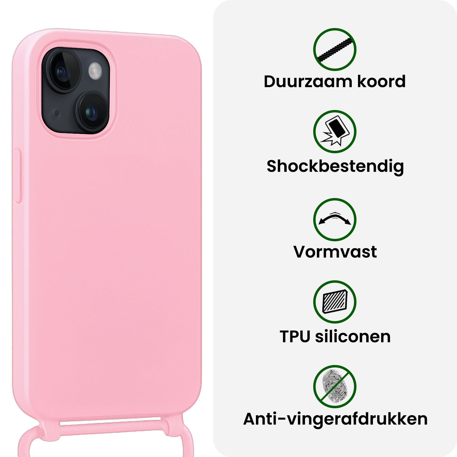 BASEY. BASEY. iPhone 13 Mini Hoesje Met Koord - Lichtroze - 2 PACK