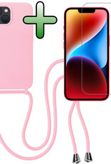 BASEY. BASEY. iPhone 13 Mini Hoesje Met Koord Met Screenprotector - Lichtroze