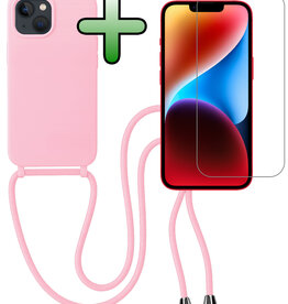 BASEY. BASEY. iPhone 13 Mini Hoesje Met Koord Met Screenprotector - Lichtroze