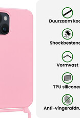 BASEY. BASEY. iPhone 13 Mini Hoesje Met Koord Met Screenprotector - Lichtroze