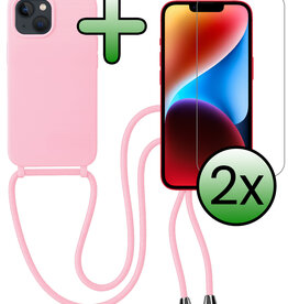 BASEY. BASEY. iPhone 13 Mini Hoesje Met Koord Met 2x Screenprotector - Lichtroze