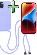 BASEY. BASEY. iPhone 13 Mini Hoesje Met Koord Met Screenprotector - Lila