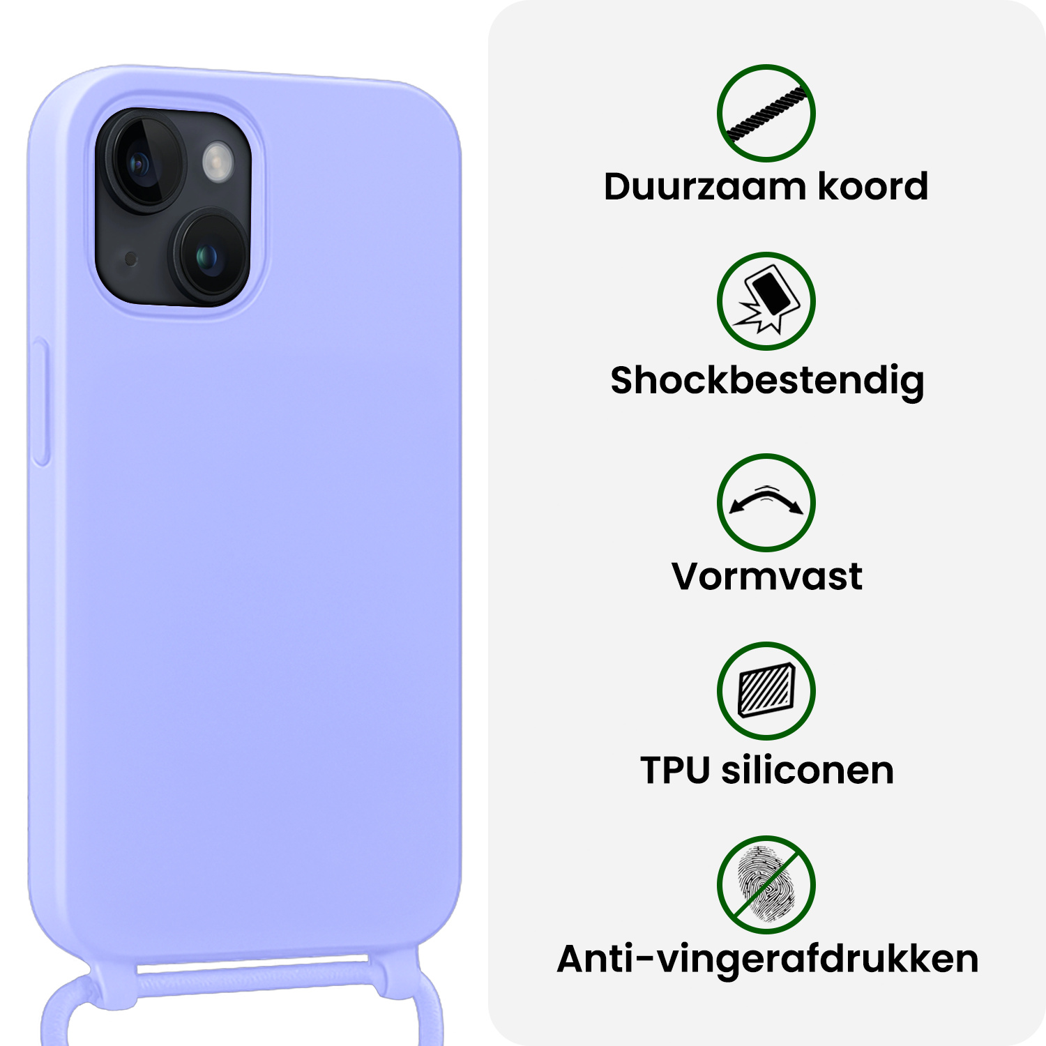 BASEY. BASEY. iPhone 13 Mini Hoesje Met Koord Met Screenprotector - Lila