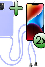 BASEY. BASEY. iPhone 13 Mini Hoesje Met Koord Met 2x Screenprotector - Lila