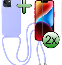 BASEY. BASEY. iPhone 13 Mini Hoesje Met Koord Met 2x Screenprotector - Lila