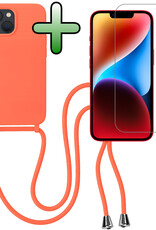 BASEY. BASEY. iPhone 13 Mini Hoesje Met Koord Met Screenprotector - Papaya