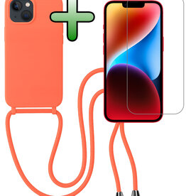 BASEY. BASEY. iPhone 13 Mini Hoesje Met Koord Met Screenprotector - Papaya